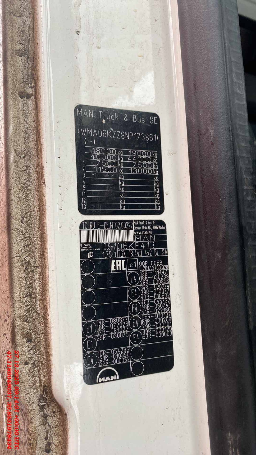 MAN TGX 18.440 4X2 BL SA (GM),  796 974 км, 2021 года