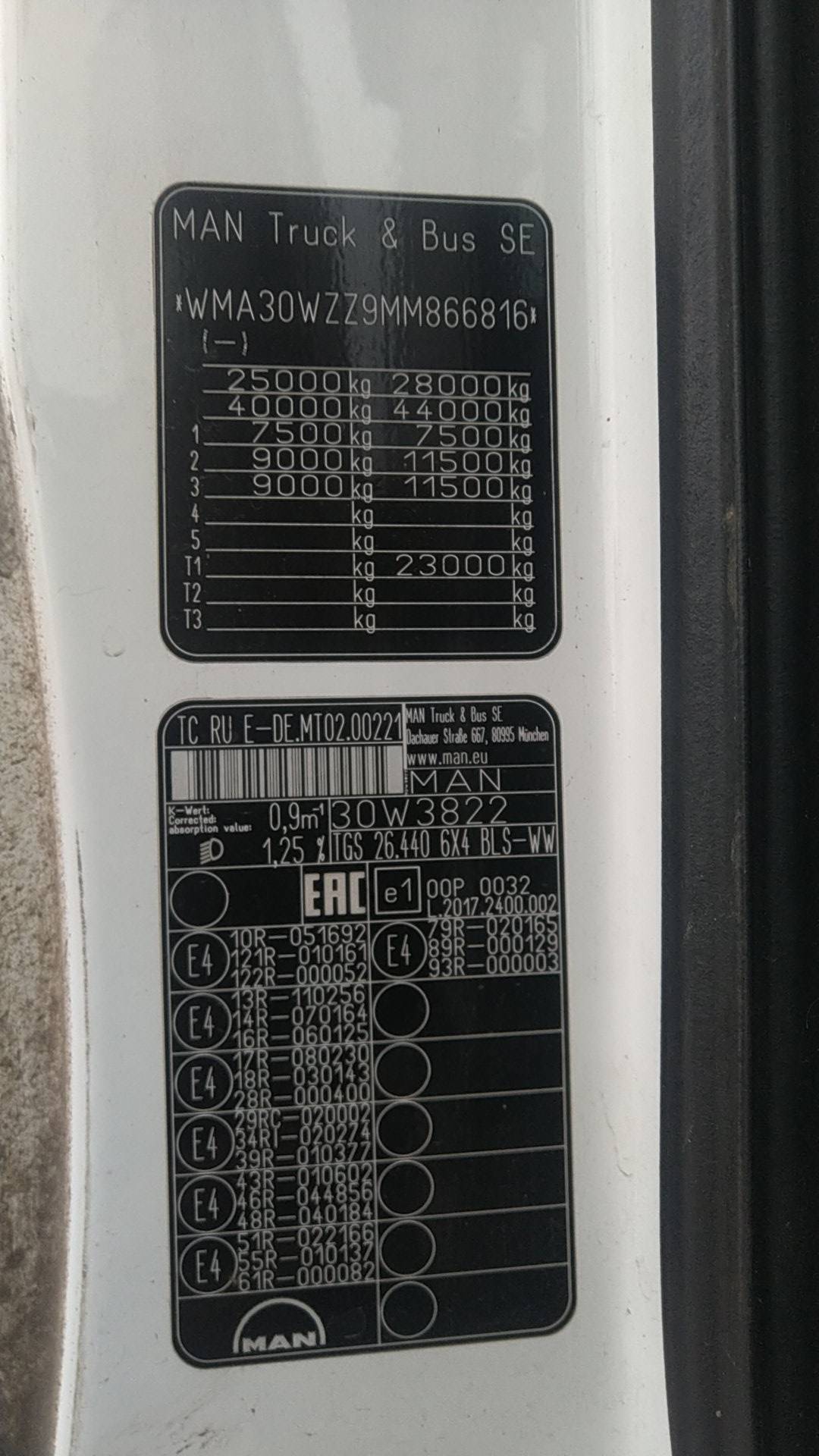 MAN TGS 26.440 6X4 BLS-WW (L),  836 726 км, 2020 года
