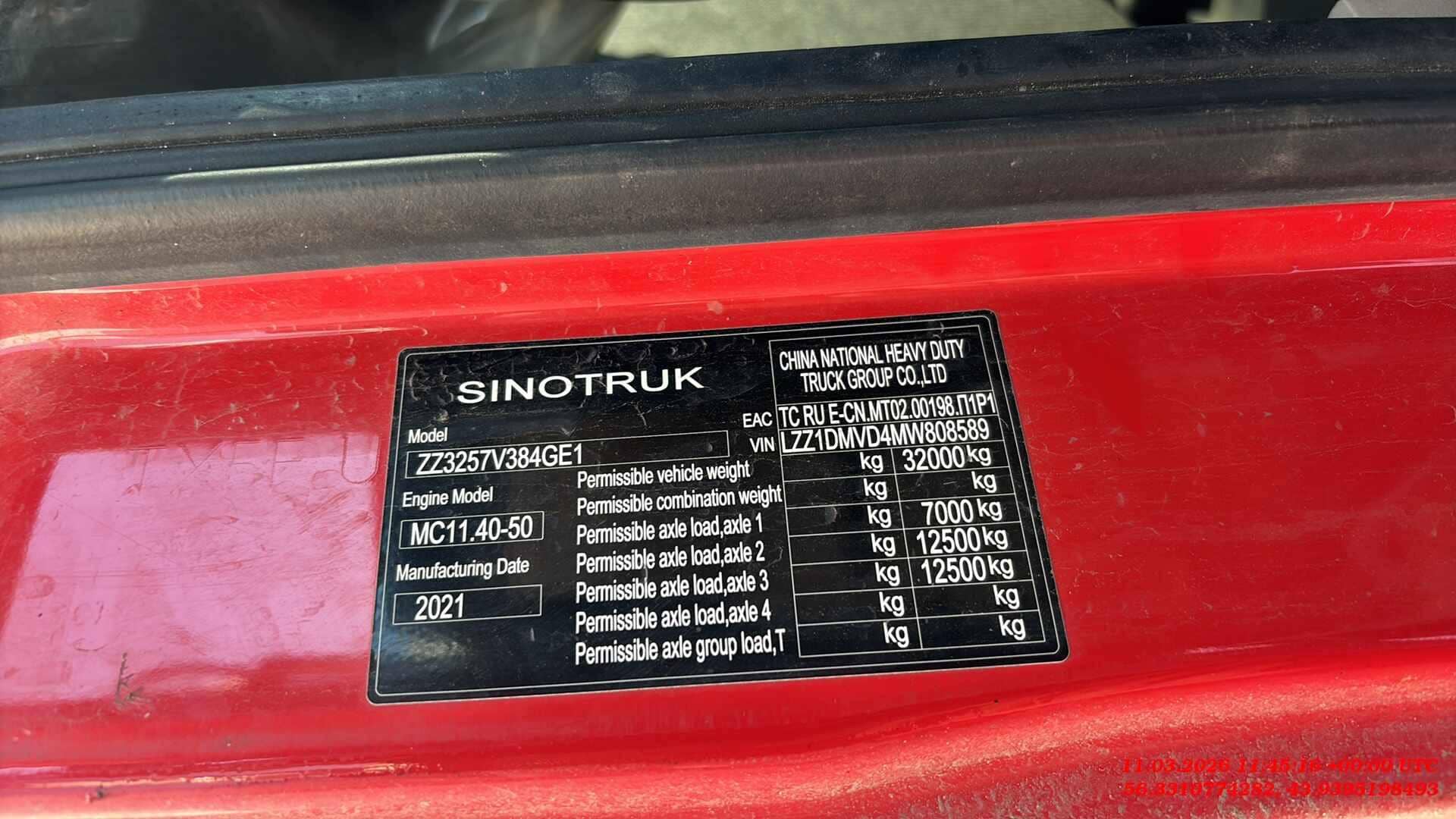 HOWO ZZ3257V384GE1 6x4,  247 712 км, 2021 года в лизинг