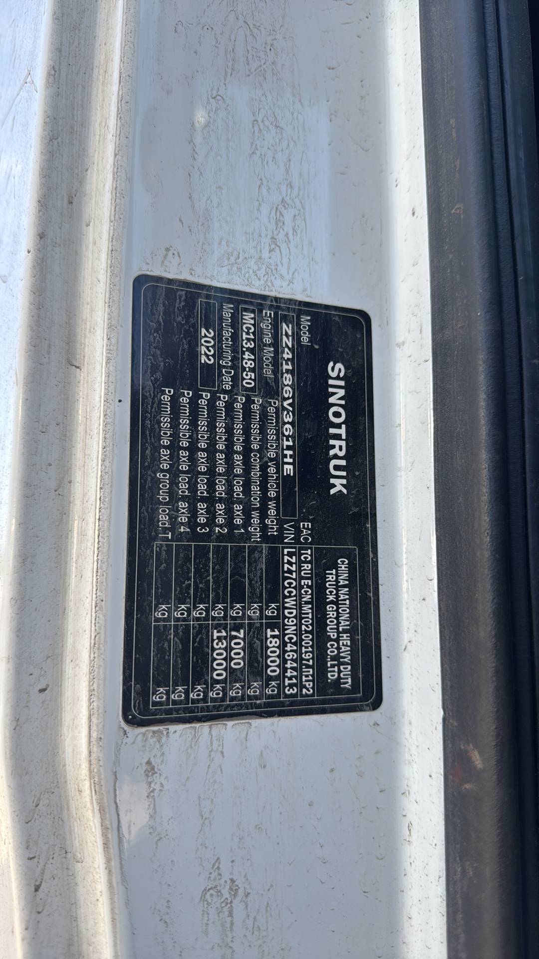 Sitrak C7H 4x2 ZZ4186V361HE,  430 795 км, 2022 года в лизинг