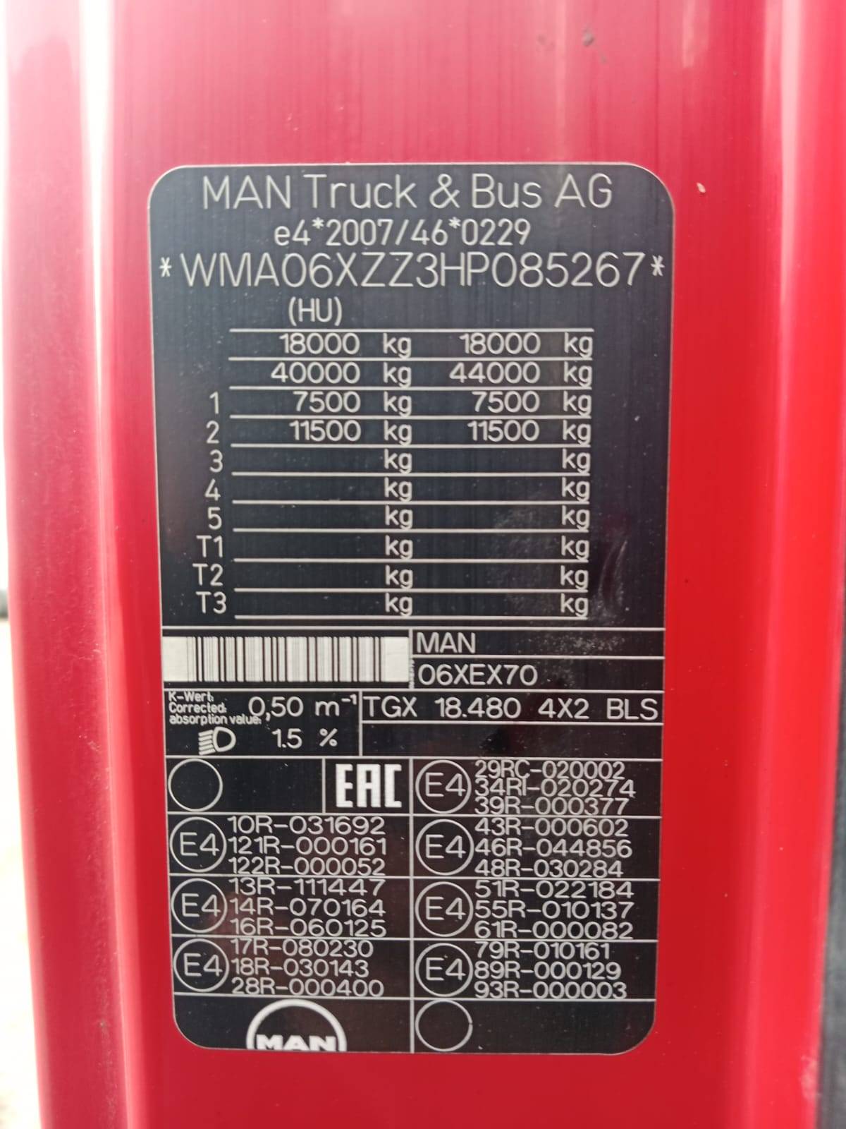 MAN TGX 18.480 4x2 BLS (XL) Лот 000007817