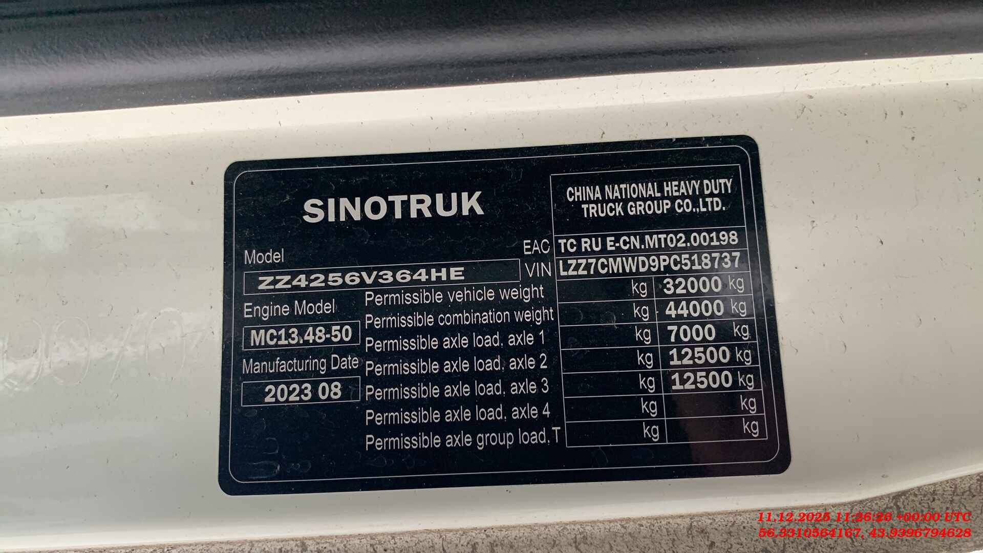 Sitrak С7Н 6×4 ZZ4256V364HE,  49 951 км, 2023 года в лизинг