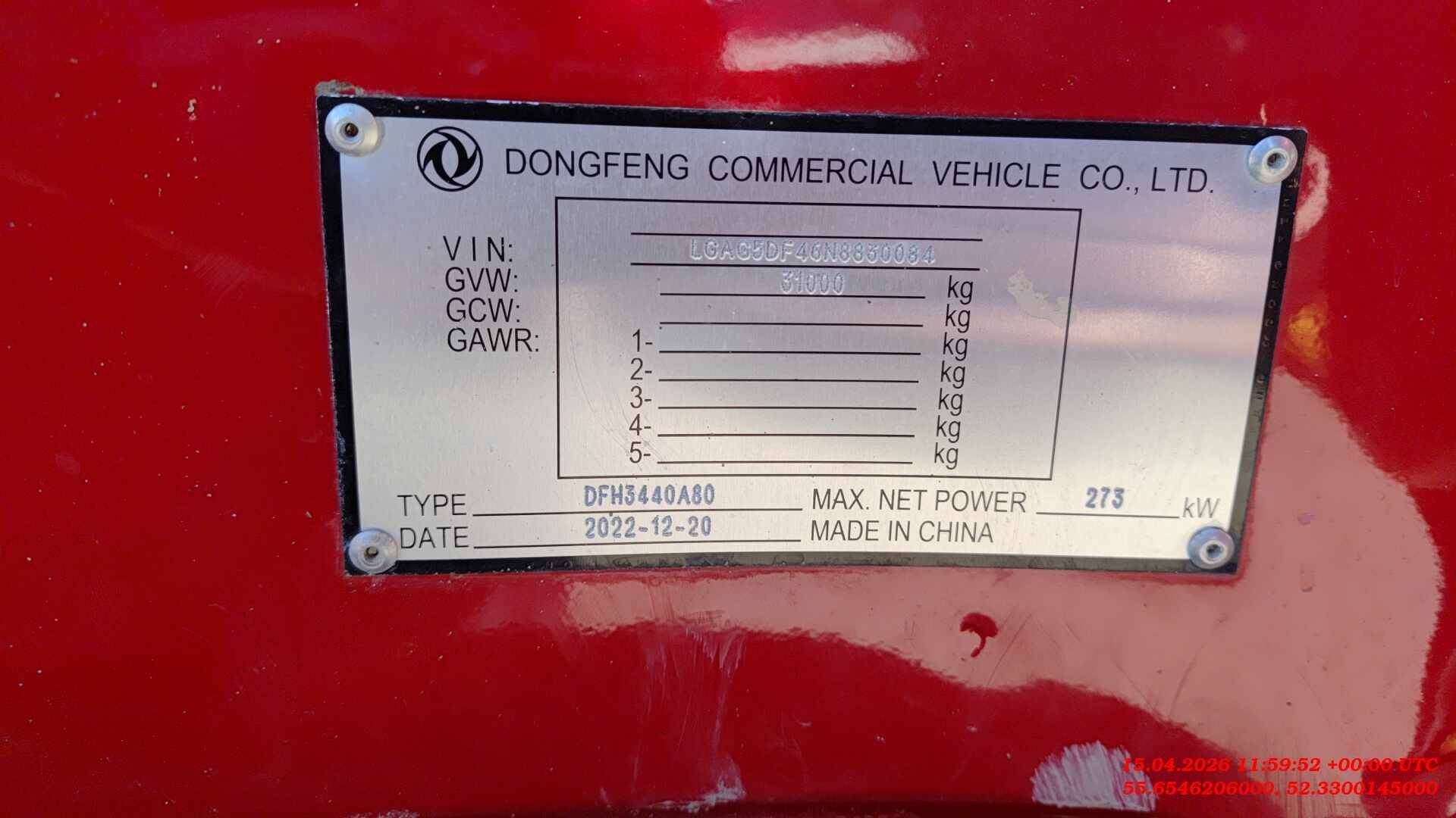 DongFeng DFH 3440 A 80 8x4,  55 984 км, 2022 года в лизинг