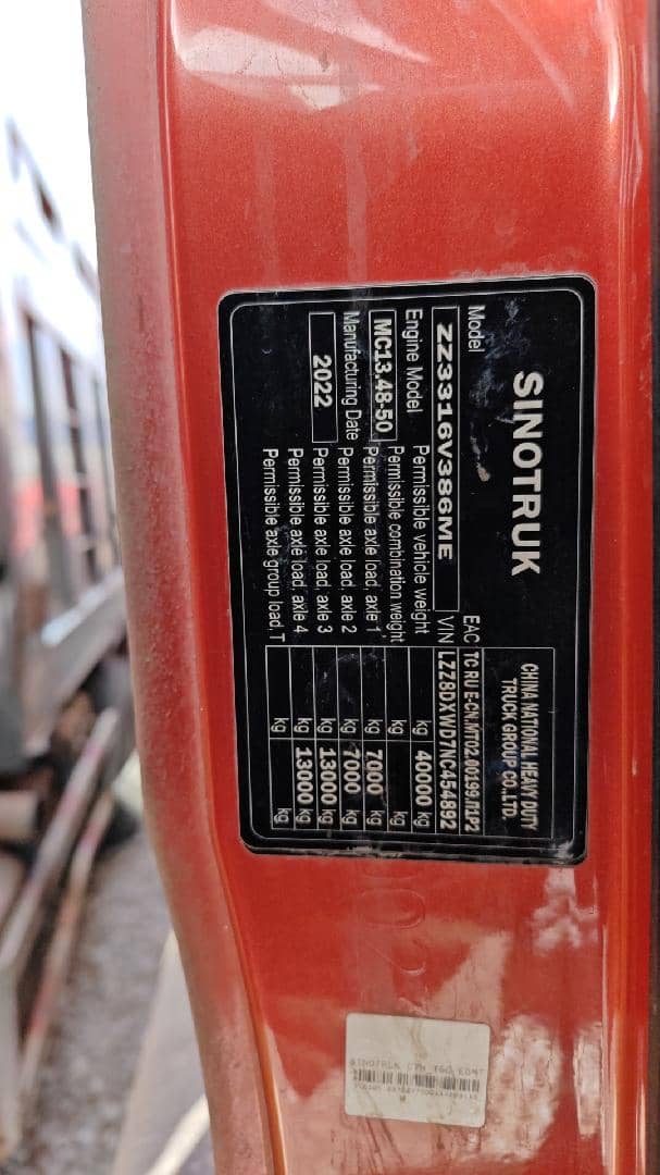 Sitrak ZZ3316V386ME,  142 822 км, 2022 года