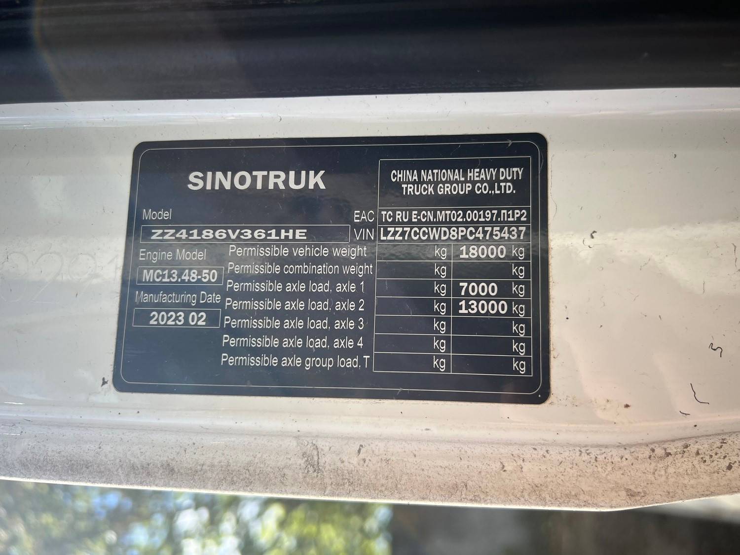 Sitrak C7H MAX 4x2 ZZ4186V361HE,  246 288 км, 2023 года в лизинг
