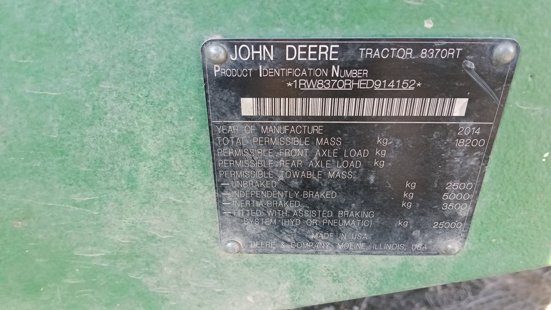 John Deere 8370RT, 2015 года в лизинг