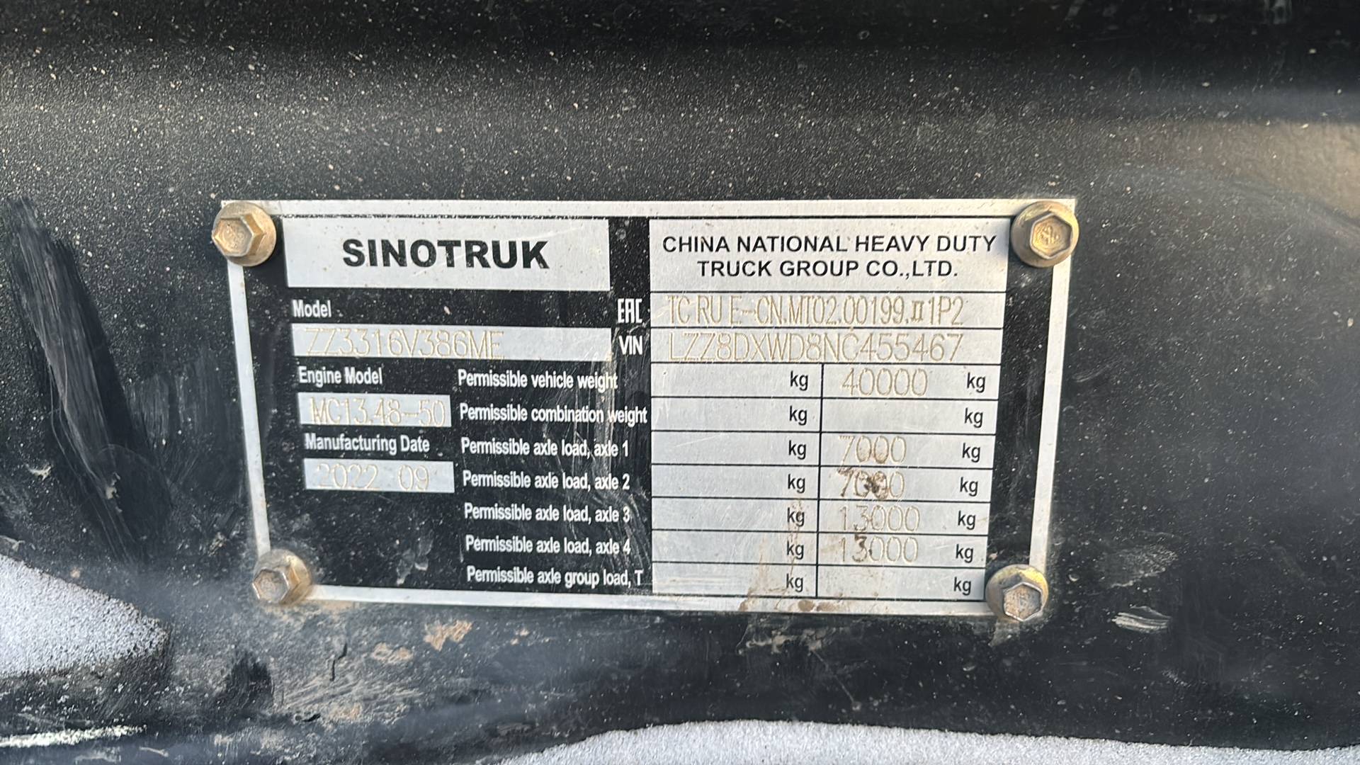 Sitrak ZZ3316V386ME,  104 889 км, 2022 года в лизинг