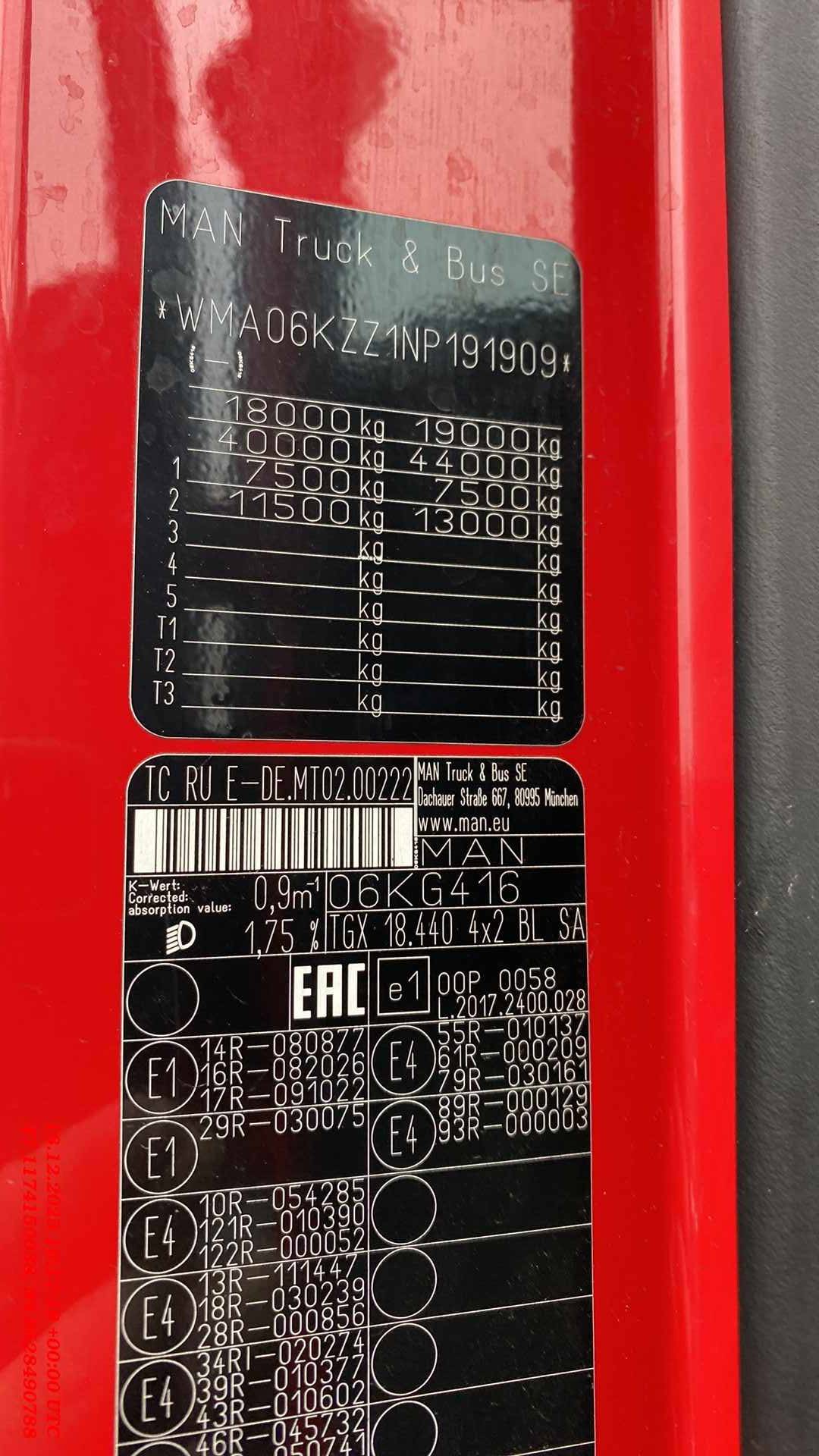 MAN TGX 18.440 4X2 BL SA (GM),  595 301 км, 2022 года в лизинг