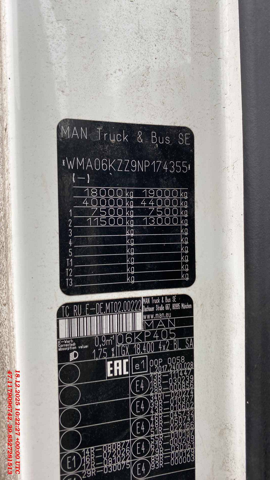 MAN TGX 18.400 4X2 BL SA (GM),  852 682 км, 2021 года