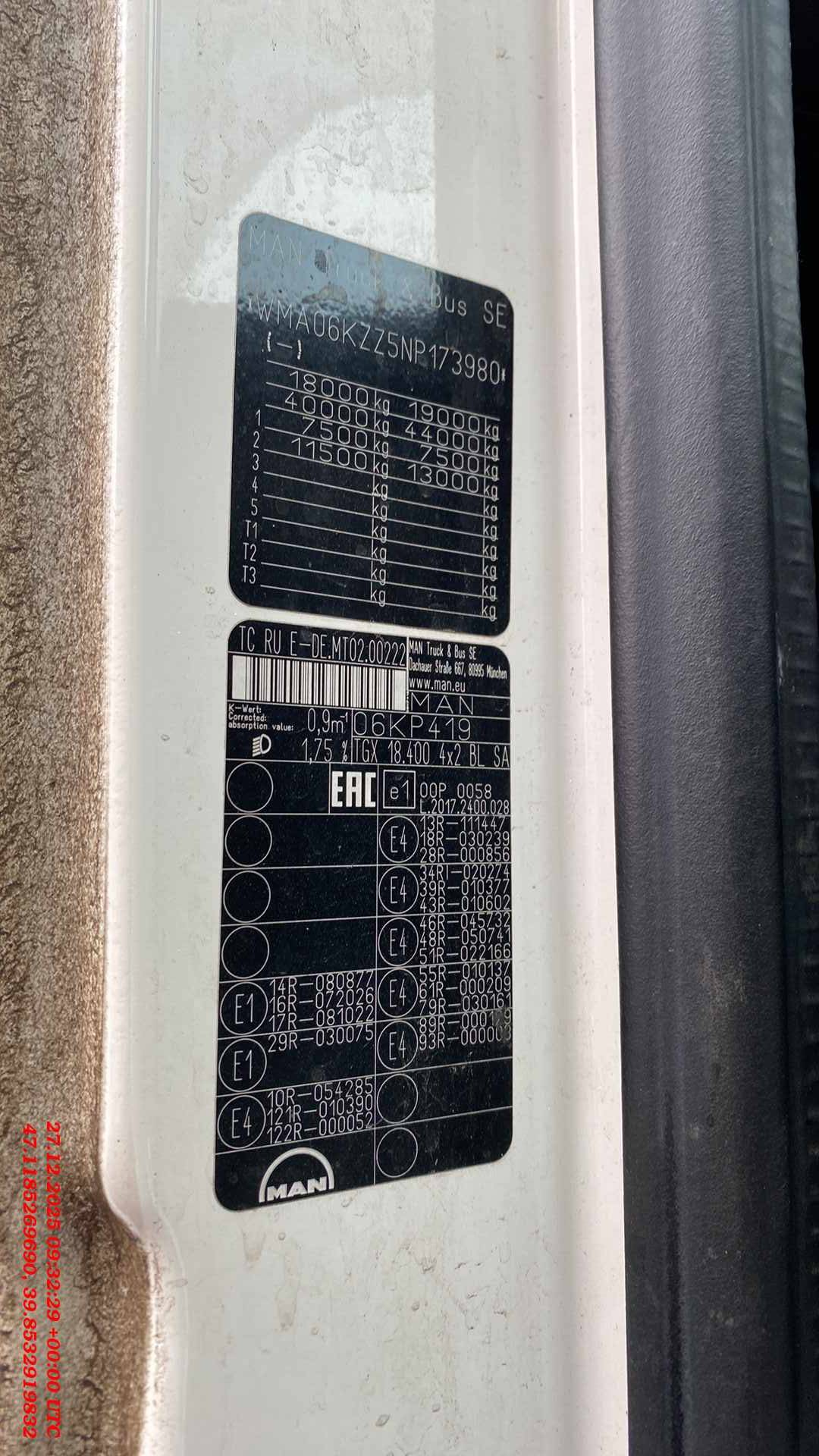 MAN TGX 18.400 4X2 BL SA (GM),  824 578 км, 2021 года