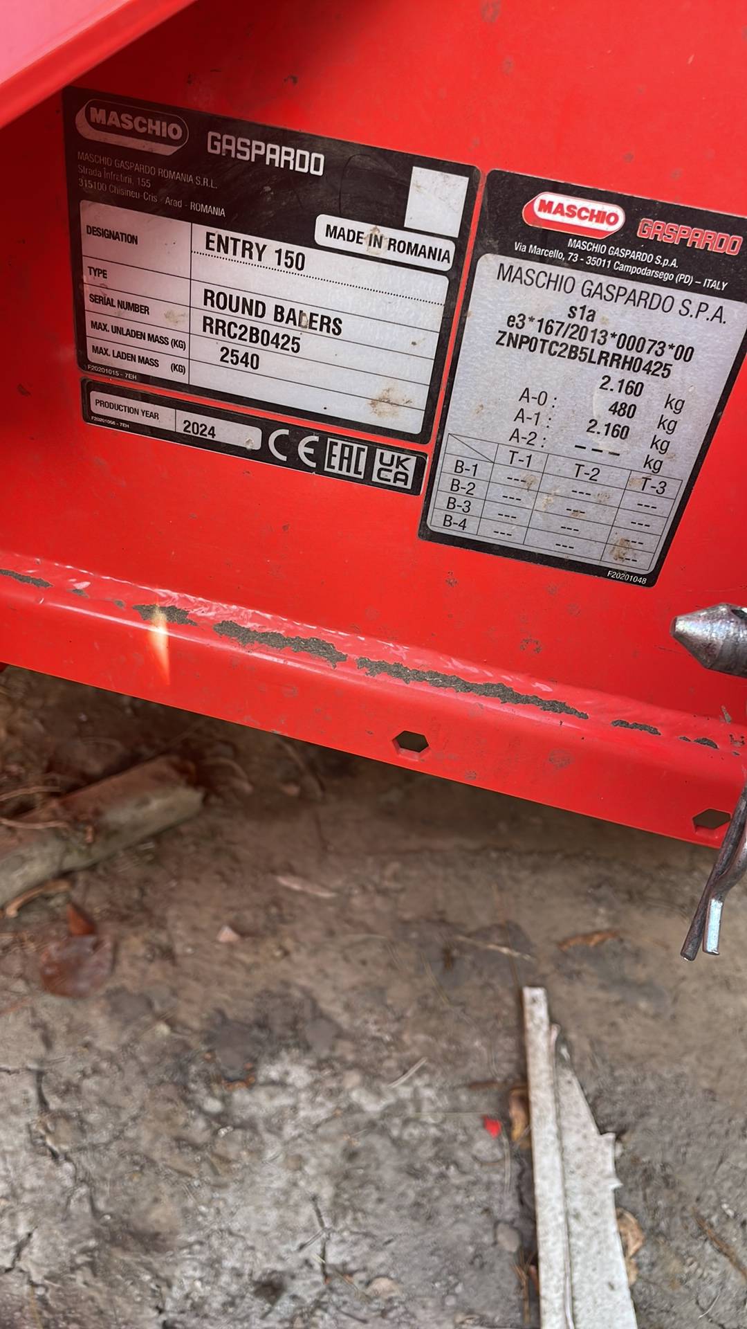 MASCHIO GASPARDO ENTRY 150 Пресс-подборщик прицепной тракторный, 2024 года в лизинг
