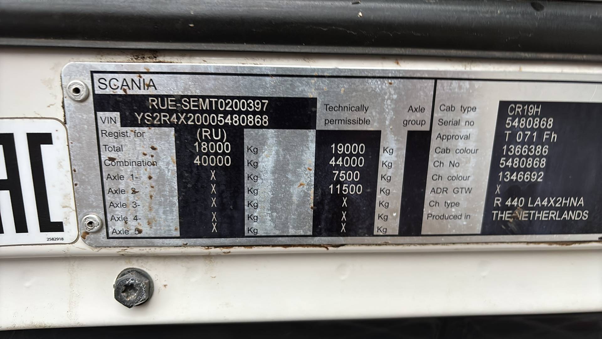 SCANIA R 440 LA4x2HNA (N),  1 255 023 км, 2017 года в лизинг