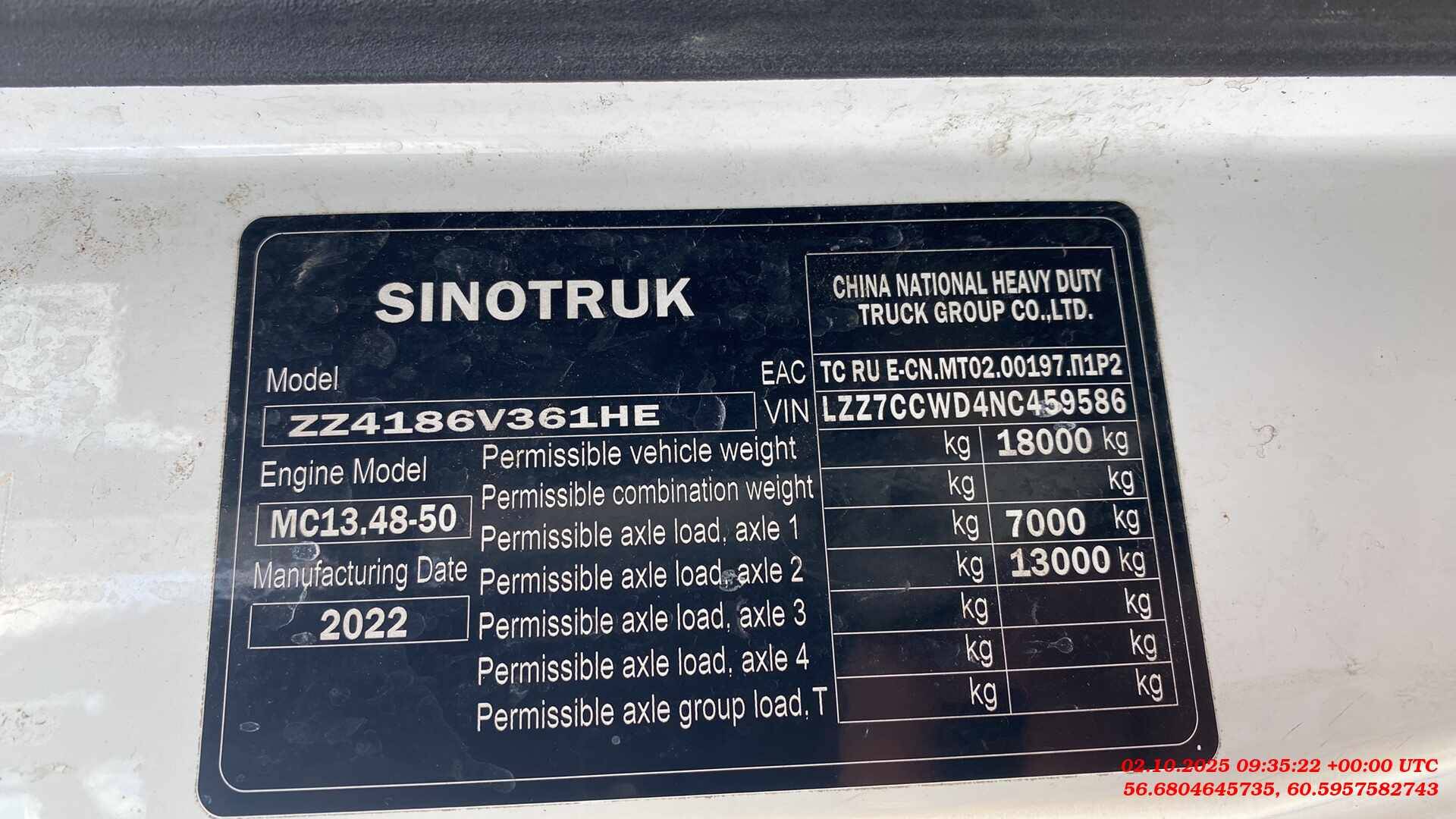 Sitrak C7H 4x2 ZZ4186V361HE,  494 402 км, 2022 года в лизинг