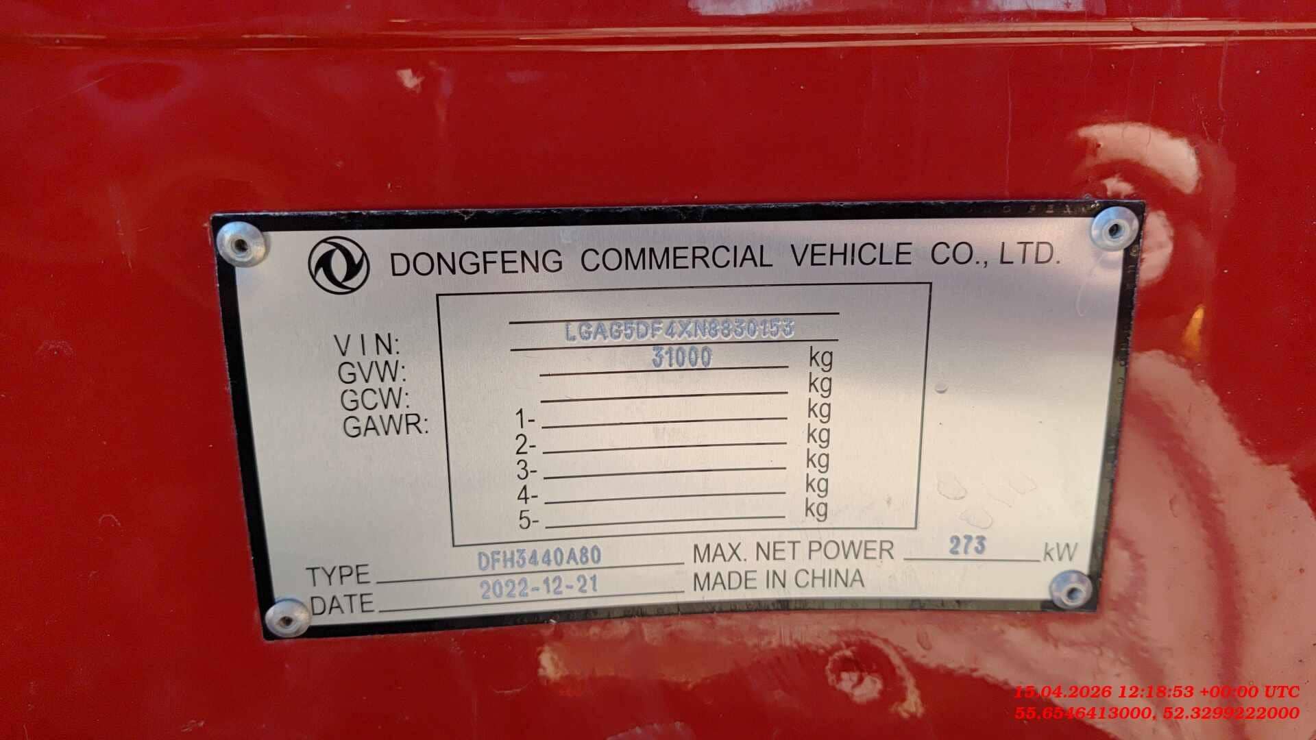 DongFeng DFH 3440 A 80 8x4,  61 420 км, 2022 года в лизинг