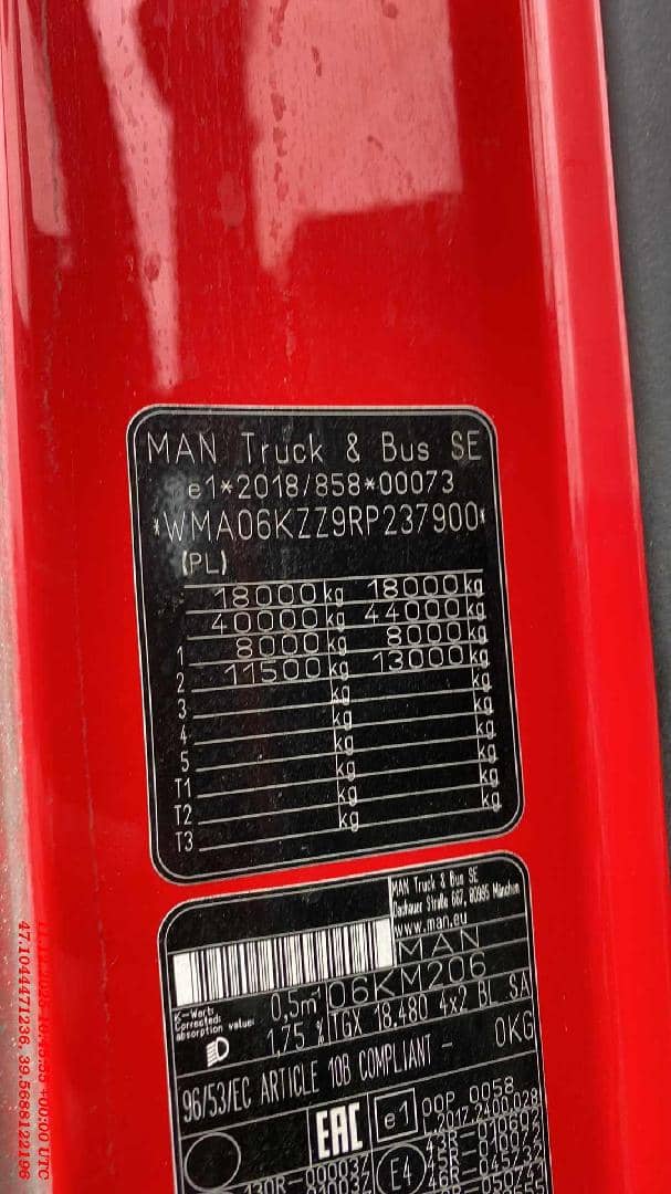 MAN TGX 18.480 4x2 BL SA (GM),  319 215 км, 2023 года в лизинг